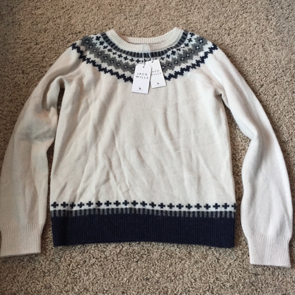 Jack Wills Ivory & Blue Sweater NEW TAGS Size 8